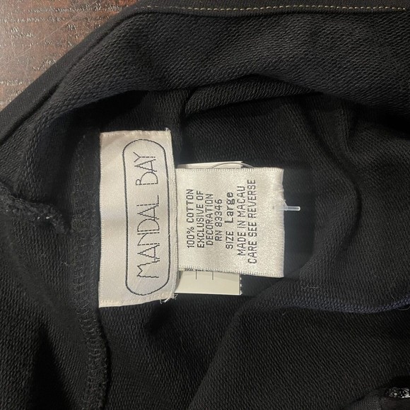 Mandal Bay Zip Up Fall Velvet Leaves Leaves Black Jacket/Cardigan  Large Cotton - Picture 9 of 12